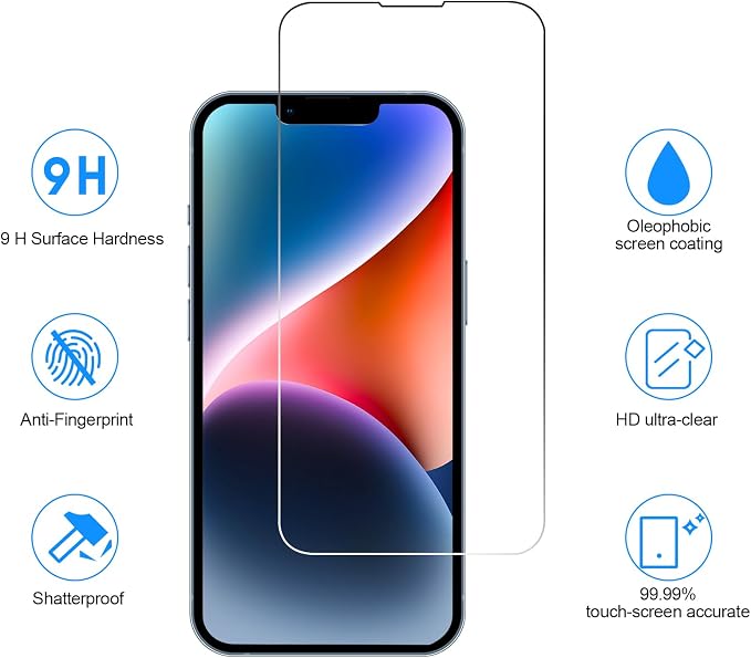 SIBEITU 3+3 Pack Screen Protector + Camera Lens Protector for iPhone 14 | 6.1 Inch HD 9H Hardness Tempered Glass Film, Scratch Resistant, Sensor Protection, Case Friendly, High Response, Bubble Free - Image 2