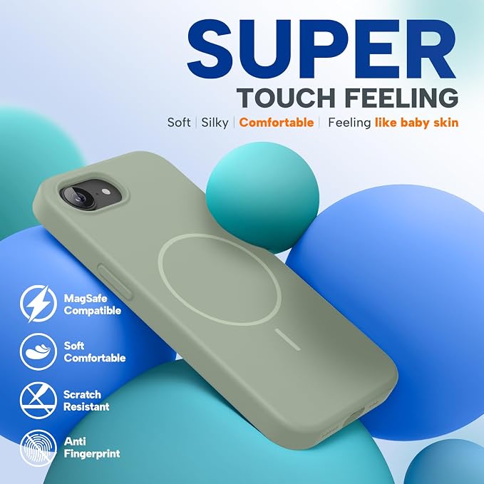 Miracase Magnetic for iPhone 17e Case & iPhone 16e Case, [Soft Anti-Scratch Microfiber Lining], Compatible with MagSafe, Silicone Shockproof Drop Protection Phone Case for iPhone 17e/16e, Patina Green - Image 8