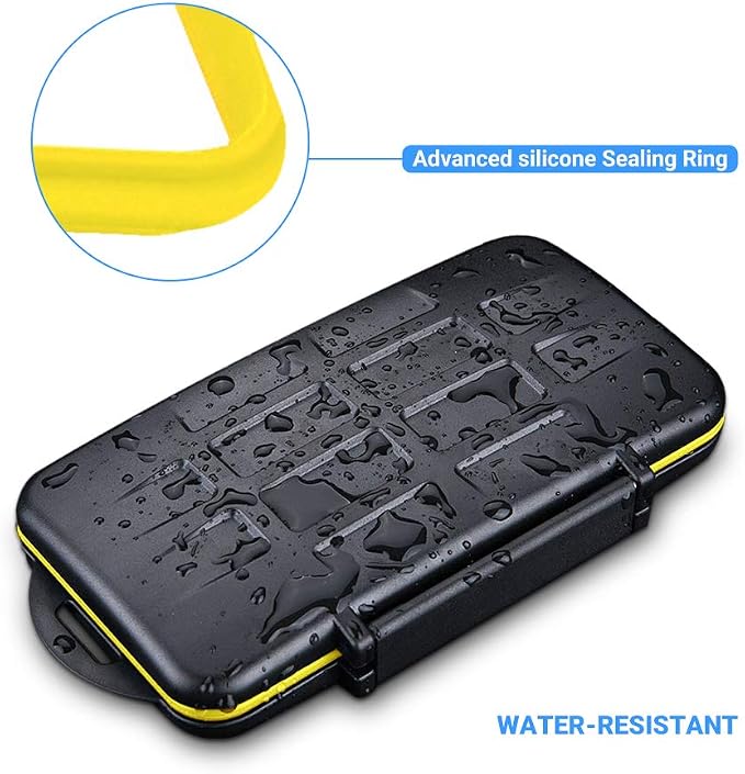 16 Slots Micro SD Card Holder, Micro SD Card Case Micro SD Micro SDHC Micro SDXC Card Storage Micro SD Card Organizer with Carabiner, Water-Resistant Anti-Shock - Image 3