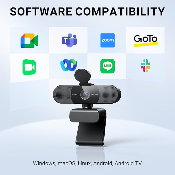 EMEET C960 AF 1080P Webcam for PC, Autofocus, 73° View Angle | Computer Camera w/Privacy Cover and Microphone, Plug and Play USB Webcam for Video Calling/Zoom/Teams/Google Meet - Image 6