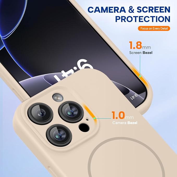 miracase Magnetic for iPhone 16 Pro Case, [Soft Anti-Scratch Microfiber Lining], Compatible with MagSafe, Liquid Silicone Case Shockproof Drop Protection Phone Case for 16 Pro,Sand | Compatible with MagSafe, Soft Microfiber Lining, Liquid Silicone Case... - Image 8