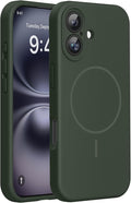 Miracase Silicone & Magnetic for iPhone 16 Case, Dark Green | Compatible with MagSafe, Anti-Scratch Microfiber Lining, Liquid Silicone Case Shockproof Drop Protection Phone Case for 16 by Miracase