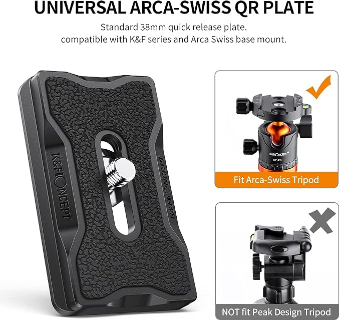 K&F CONCEPT Set of 2 Quick Release Plate Adapter 1/4 Inch | TP12 Release Plate Adapter for DSRL and Tripod Ball Joint - Image 4