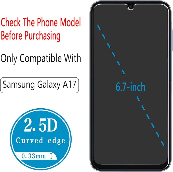 2+2 Pack Screen Protector for Samsung Galaxy A17 Tempered Glass | with Camera Lens Protector, 9H Hardness, Anti Scratch, Bubble Free - Image 3