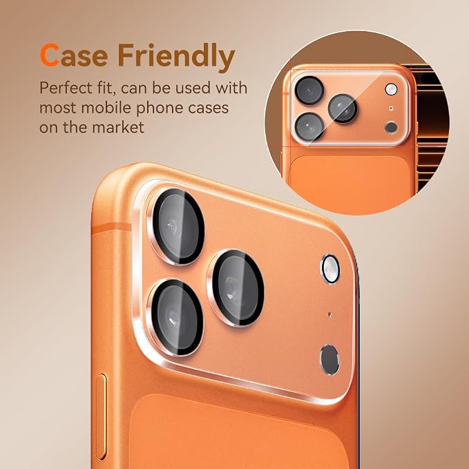 Camera Lens Protector for iPhone 17 Pro 6.3",9H Tempered Glass，Ultra HD, Scratch Resistance Easy to Install，Case Friendly， 3-Pack (iPhone17 pro) - Image 4