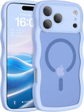 BENTOBEN Magnetic for iPhone 17 Pro Max Case, Cute Wavy [Full Camera Protection][Compatible with MagSafe] Matte Anti-Slip Bumper Women Girls Boys Protective Cover for 17 ProMax 6.9", Mist Blue by BENTOBEN