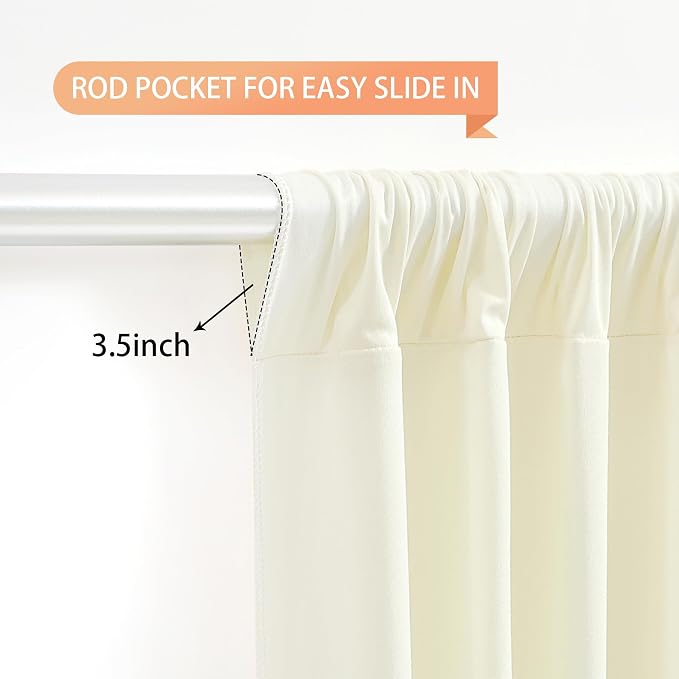 Ivory Backdrop Curtain 2 Panels-Wrinkle-Free Beige Curtains Polyester Photography Drapes for Wedding Party Baby Shower Photo Background Decorations- 8 X10FT (Ivory) - Image 4