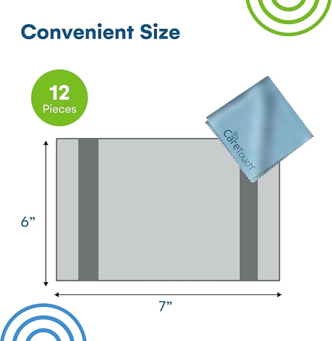 Care Touch Eyeglass Cleaning Cloth - 12 Pack of Microfiber Cleaning Cloth for Glasses, Lenses, Phones and Screens - Large, Lint-Free, Reusable and Scratch-Free - 6 x 7 Inches - Blue - Image 3