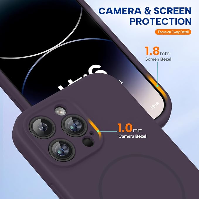 miracase Magnetic for iPhone 14 Pro Max Case, [Soft Anti-Scratch Microfiber Lining], Compatible with MagSafe, Silicone Shockproof Protection Phone Case for iPhone 14 Pro Max,Dark Purple - Image 8