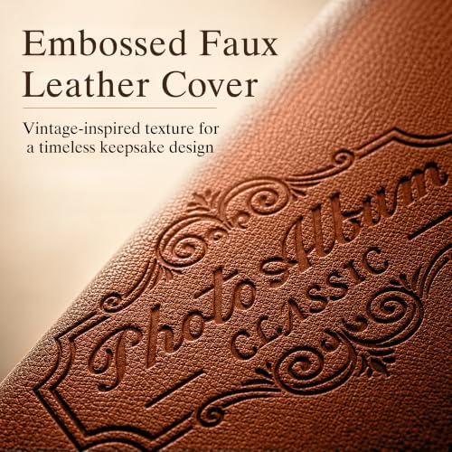 Photo Album Holds 3X5, 4X6, 5X7, 6X8, 8X10 Photos, Leather Cover, Magnetic Self-Stick Page, Hand Made DIY Albums (Brown, Large) - Image 5
