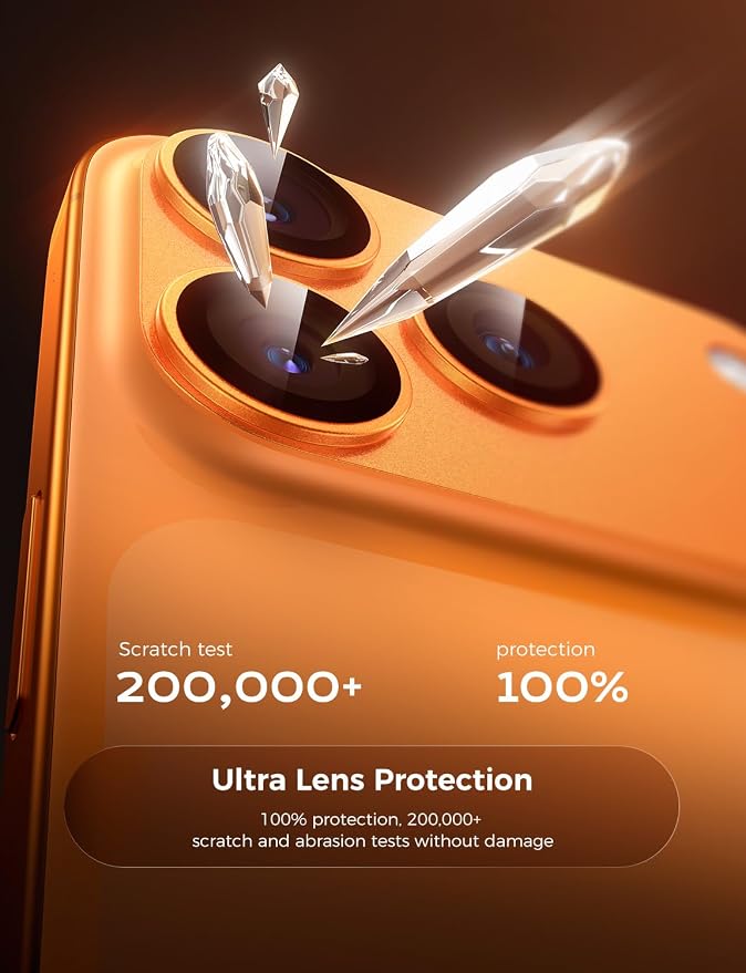 MAGIC JOHN 2 Pack Camera Lens Protector for iPhone 17 Pro 6.3 inch,Orange | Full Coverage, Metal Aluminum Alloy Camera Lens Film, HD Clear, Scratch Resistant, Case-Friendly - Image 3