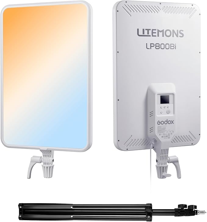 Godox LP800Bi LED Panel Video Light, 85W Bicolor Studio Soft Light, 2800K-6500K 11FX Effects APP Control, Fanless Silent Design for Livestreaming, Vlogging, Video Recording by GODOX
