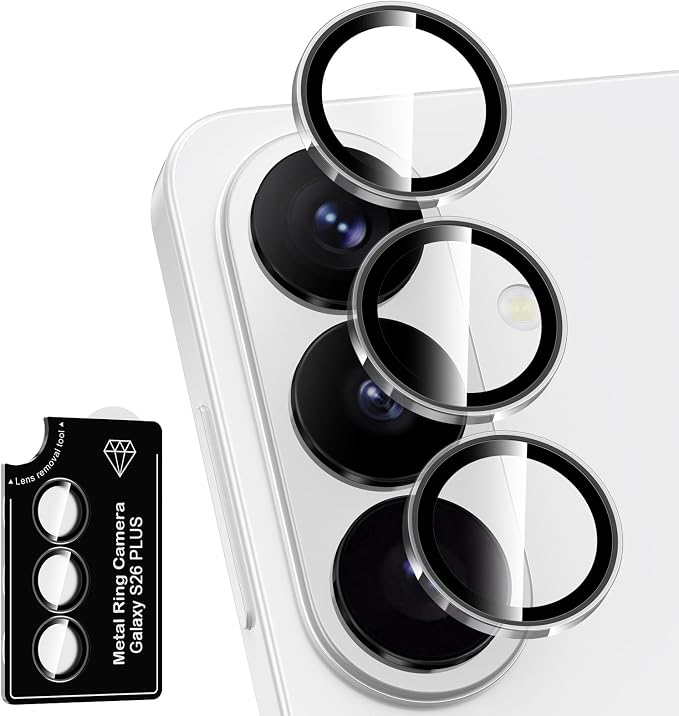 for Samsung Galaxy S26 Plus Camera Lens Protector, Individual Metal Ring Tempered Glass Lens Cover, [Strong Adsorption] Scratch Resistant Ultra-Thin HD Clear Lens Cover, 1 Set-Clear by Btscase