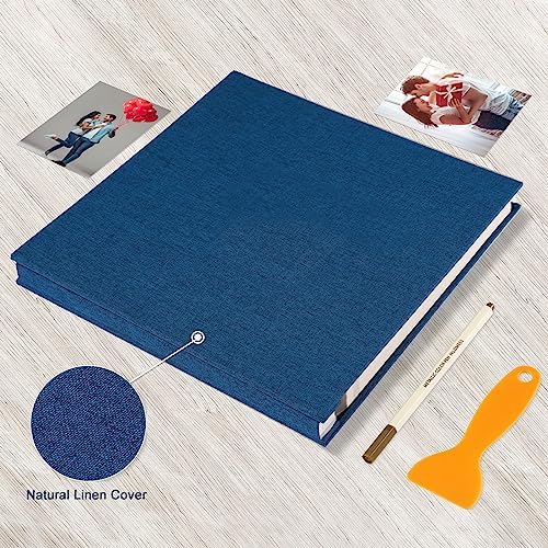 Photo Album Self Adhesive Pages 13.2x12.8 Scrapbook Blue 60 Pages - Image 4