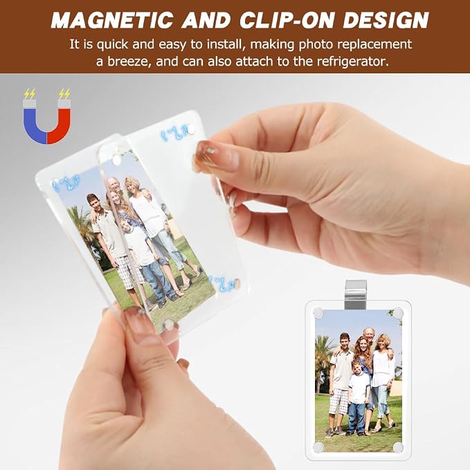 Car Picture Holder, Magnetic Car Picture Frame with Visor Clip Personalized Photo Holder Cars Accessories Photo Holder Displays(2pcs,9 * 6cm) - Image 6