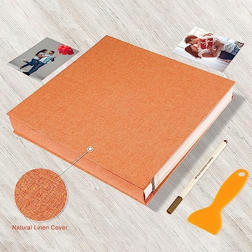 Photo Album Self Adhesive Pages 13.2x12.8 Scrapbook Orange 120 Pages - Image 4
