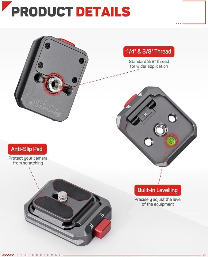 IFOOTAGE Q38-PL Quick Release Plate Camera QR Adapter | Tripod Mount Quick Release Plate with 1/4" Screw, Camera QR Adapter for Fast Mounting and Secure Connection - Image 6