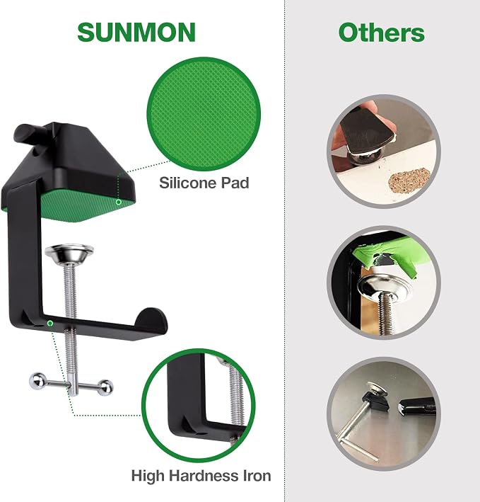Heavy-Duty Metal Table Mount Clamp, Desk Table Mount C Clamp For Microphone Mic Suspension Boom Scissor Arm with Adjustable Screw, Fits up to 2.48 inches/6.2cm Desktop Thickness by SUNMON - Image 5