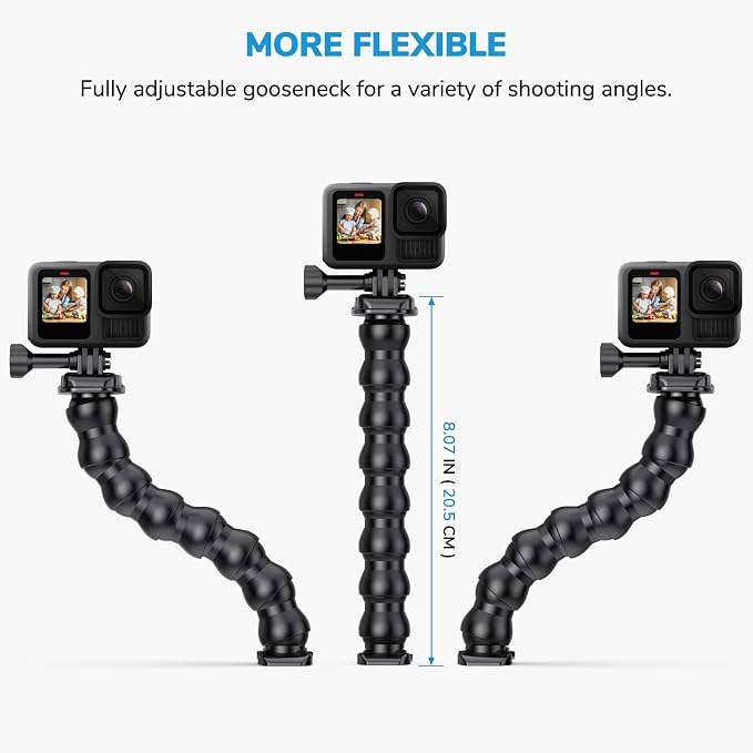 Camera Clamp Clip Mount Jaws Flex Gooseneck Accessories for GoPro | for Go Pro Hero 13 12 11 10 9 8 7 6 5 4 Session 3+ 3 2 1 Mission Max DJI Osmo AKASO Action Cameras - Image 4