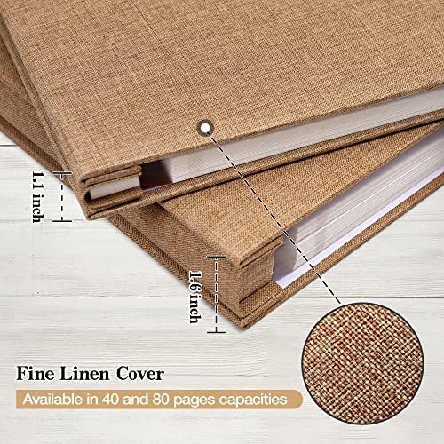 potricher Large Self Adhesive Photo Album 80 Pages, Linen cover, Khaki - Image 5