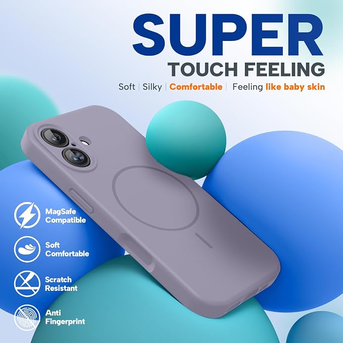 Miracase Silicone & Magnetic for iPhone 17 Case, Lavender Gray | Compatible with MagSafe, Silicone Camera Control Cover, Soft Microfiber Lining, Shockproof Drop Protection Phone Case for 17 - Image 5