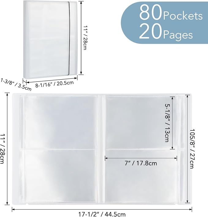 2 Pack Large Sticker Photo Storage Album, Stamp & Cutting Dies Storage Book Organizer Folder for Cards Storage DIY Scrapbooking Card Making Supplies 20 Pages 80 Pockets/Pack (Yellow + Green) - Image 2