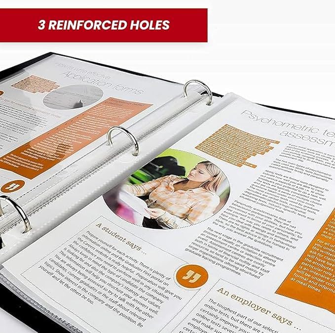 Office Werks 1000 Bulk Sheet Protectors, 8.5 X 11 Inch Clear Page for 3 Ring Binder, 35 Micron Plastic Sheet Sleeves, Durable Top Loading Paper Protector with Reinforced Holes Archival Safe - Image 7