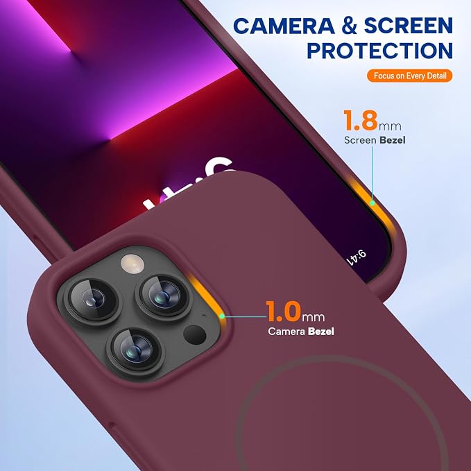 Miracase Magnetic for iPhone 13 Pro Case, Silicone, Soft Microfiber Lining - Image 4