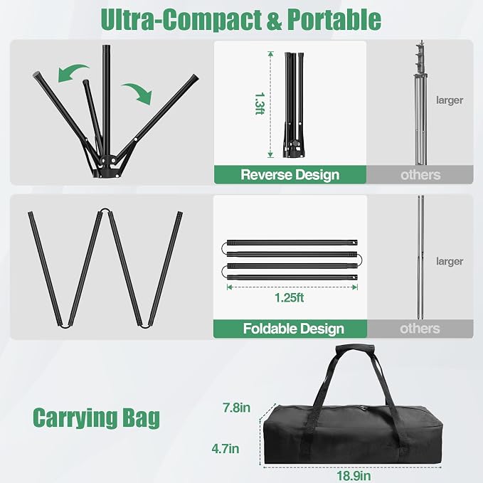 Black Background Backdrop Kit 5x7 ft with Foldable T-Shaped Stand | Portable Black Background with 5 Clamps, Carrying Bag for Parties, Streaming, Photography, Zoom, Gaming, Video Studio - Image 4