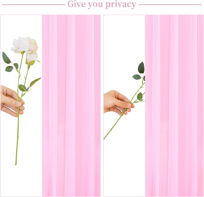4 Panels Pink Backdrop Curtain for Parties Baby Shower Wrinkle Free Pink Photo Curtains Backdrop Drapes Fabric Decoration for Wedding Birthday Party 20ft(W) x 10ft(H) - Image 7