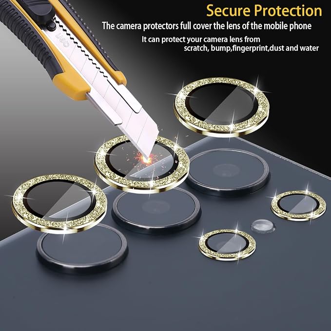 Camera Lens Protector for Samsung Galaxy S24 Ultra, Glitter Gold | Tempered Glass, Auto-align Tray, Easy Installation, Case Friendly, Anti-Scratch, HD Clear, Ultra Slim - Image 2
