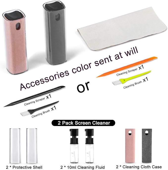 walrfid Screen Cleaner Spray and Wipe for Phone, Tablet, Laptop, 2 Pack | Touchscreen Mist Cleaning Kit for Tablet, PC, Computer, Eyeglass, iPhone, iPad, MacBook and Car Screens, Grey and Pink - Image 4