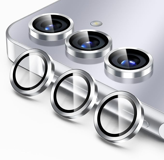 Korecase for Galaxy S25 FE Camera Lens Protector, 9H Tempered Glass Anti Scratch Camera Screen Protector Film Shcokproof Metal Ring Lens Protector for Samsung S25 FE (Silver) by Korecase