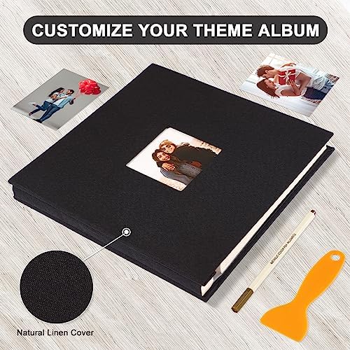 Photo Album Self Adhesive Pages Scrapbook 11x10.6 Black 60 Pages - Image 4