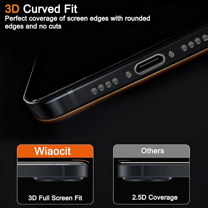 Wiaocit Tempered Glass Screen Protector for iPhone 14 Plus | 3+3 Pack, 9H Hardness, Camera Lens Protector, Installation Frame, Bubble Free, Case Friendly - Image 5
