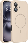 miracase Magnetic for iPhone 16 Plus Case, [Soft Anti-Scratch Microfiber Lining], Compatible with MagSafe, Liquid Silicone Shockproof Drop Protection Phone Case for 16 Plus,Sand by Miracase