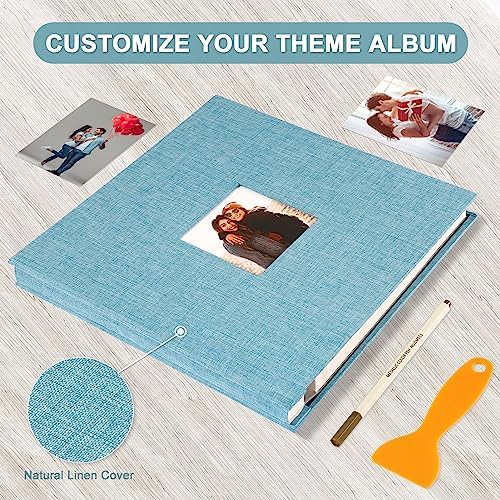 Photo Album Self Adhesive Pages Scrapbook 13.2x12.8 Light Blue 60 Pages - Image 4