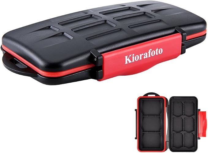 Kiorafoto 9 Slot Memory Card Case for 6 SD & 3 CF,IPX5 Water-Resistant | Anti-Shock,Memory Card Holder for 6 SD SDHC SDXC & 3 CF Compact Flash Cards,Hard Shell with Rubber Interior & Carabiner - Image 6