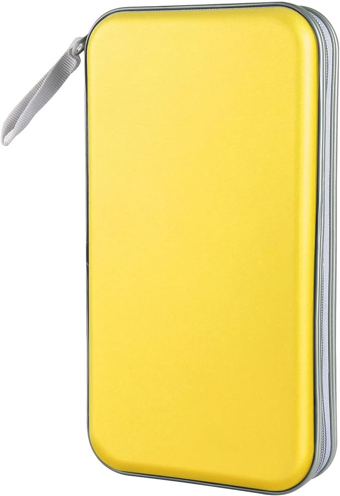 Siveit CD Case holder, 80 Capacity CD/DVD Case Holders Wallet Hard Plastic CD DVD Disc Cases Storage Binder for Car Home Office Travel (Yellow) by Siveit