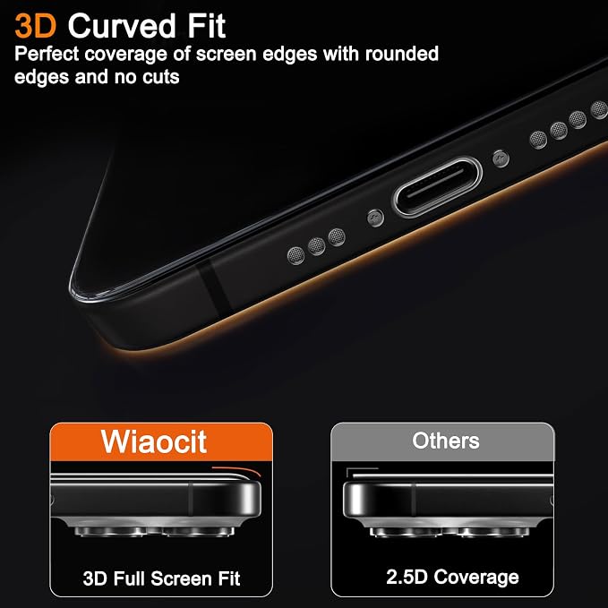 Wiaocit Tempered Glass Privacy Screen Protector for iPhone 16 Pro Max | 3+3 Pack, 9H Hardness, Camera Lens Protector, Installation Frame, Bubble Free, Case Friendly - Image 5