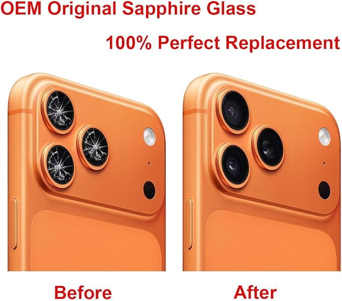 Back Rear Camera Lens Glass Replacement Compatible with iPhone 17 Pro and iPhone 17 Pro Max with pre-Installed Adhesive and Reparing Toolkit - Image 5