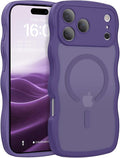 BENTOBEN Magnetic for iPhone 17 Pro Case, Cute Wavy Full Camera Protection [Compatible with MagSafe] Matte Anti-Slip Bumper Women Girls Boys Protective Cover for 17 Pro 6.3", Deep Purple by BENTOBEN