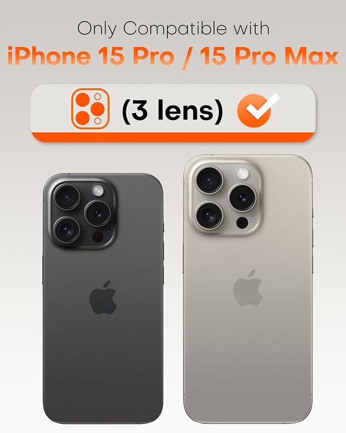 TOCOL for iPhone 15 Pro Max Camera Lens Protector/iPhone 15 Pro Camera Lens Protector Tempered Glass HD Individual Scratch Resistant Cover Accessories Case Friendly 2 Pack（Silvery） - Image 2