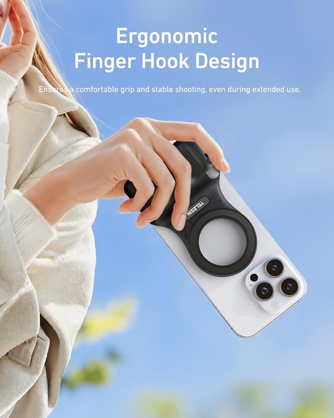 TELESIN Fun Shot Magnetic Phone Camera Grip & 360° RGB Selfie Light Kit | Phone Selfie Grip Creator Kit for iPhone Magsafe & Android Selfies/Photography/TikTok/Zoom Calls/Video(B) - Image 6