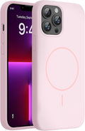 miracase Magnetic for iPhone 13 Pro Max Case, [Soft Anti-Scratch Microfiber Lining], Compatible with MagSafe, Liquid Silicone Shockproof Drop Protection Phone Case for 13 Pro Max, Sand Pink by Miracase