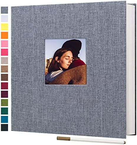 potricher Large Self Adhesive Photo Album 40 Pages, Linen cover, Gray by potricher