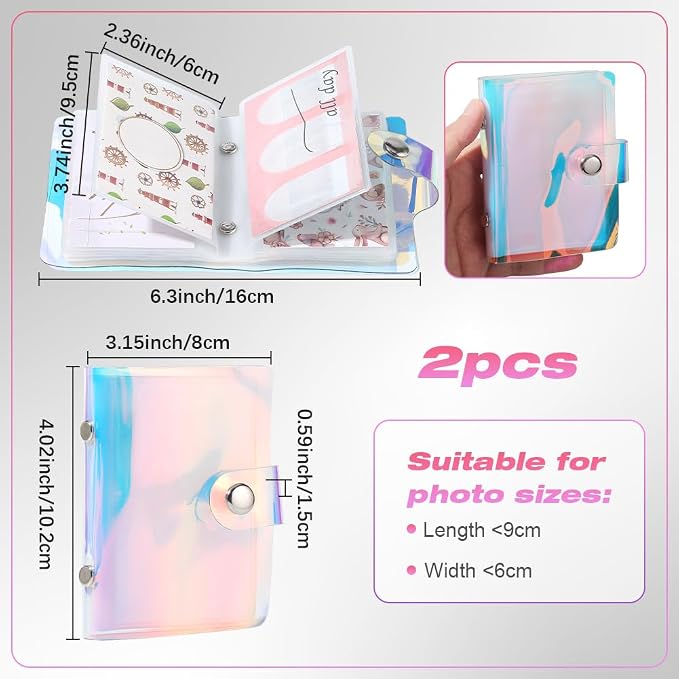 2 Pack 3x4in Polaroid Picture Album Instax Mini Photo Album 36 Pockets Colorful Rectangle PVC Plastic Wallet Small Book Holder Sets for 3 Inch Pictures Photos Photocard Holder Storage - Image 2