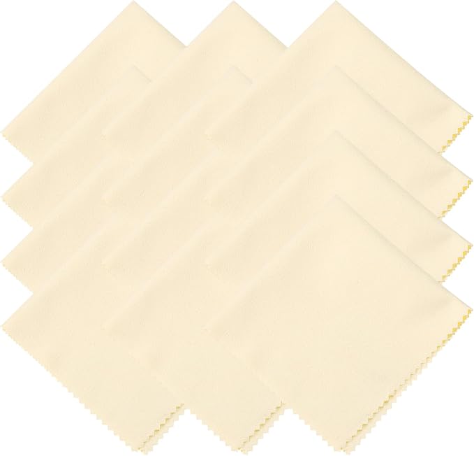 uxcell 12 Pcs Microfiber Cleaning Cloth for Glasses, 8 x 8 Inch Eyeglass Cleaning Cloth, Glasses Cleaner Wipes for Electronics Lenses Screens Cameras Cell Phones, Beige by uxcell