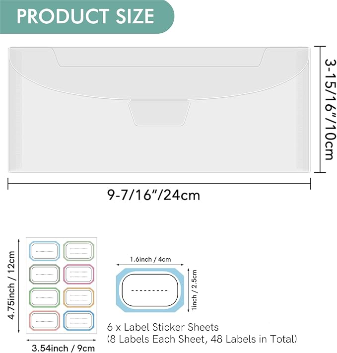 20 Pieces Clear Stamp and Dies Storage Bags,9.4x3.9inch Plastic Scrapbooking Storage Pockets,Scrapbooking Storage Die Storage Envelopes for DIY Card Making Arts Crafts Scrapbooking Supplies - Image 2