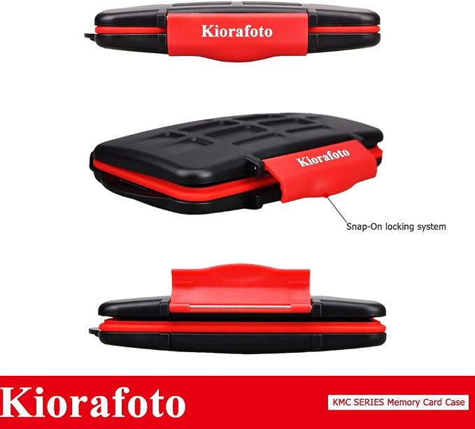 Kiorafoto IPX5 Water-Resistant SD Card Case Holder with 12 Slots | Anti-Shock,Durable,SD SDHC SDXC Memory Card Storage Protector Wallet,Hard Shell with Rubber Interior,Includes Carabiner - Image 7